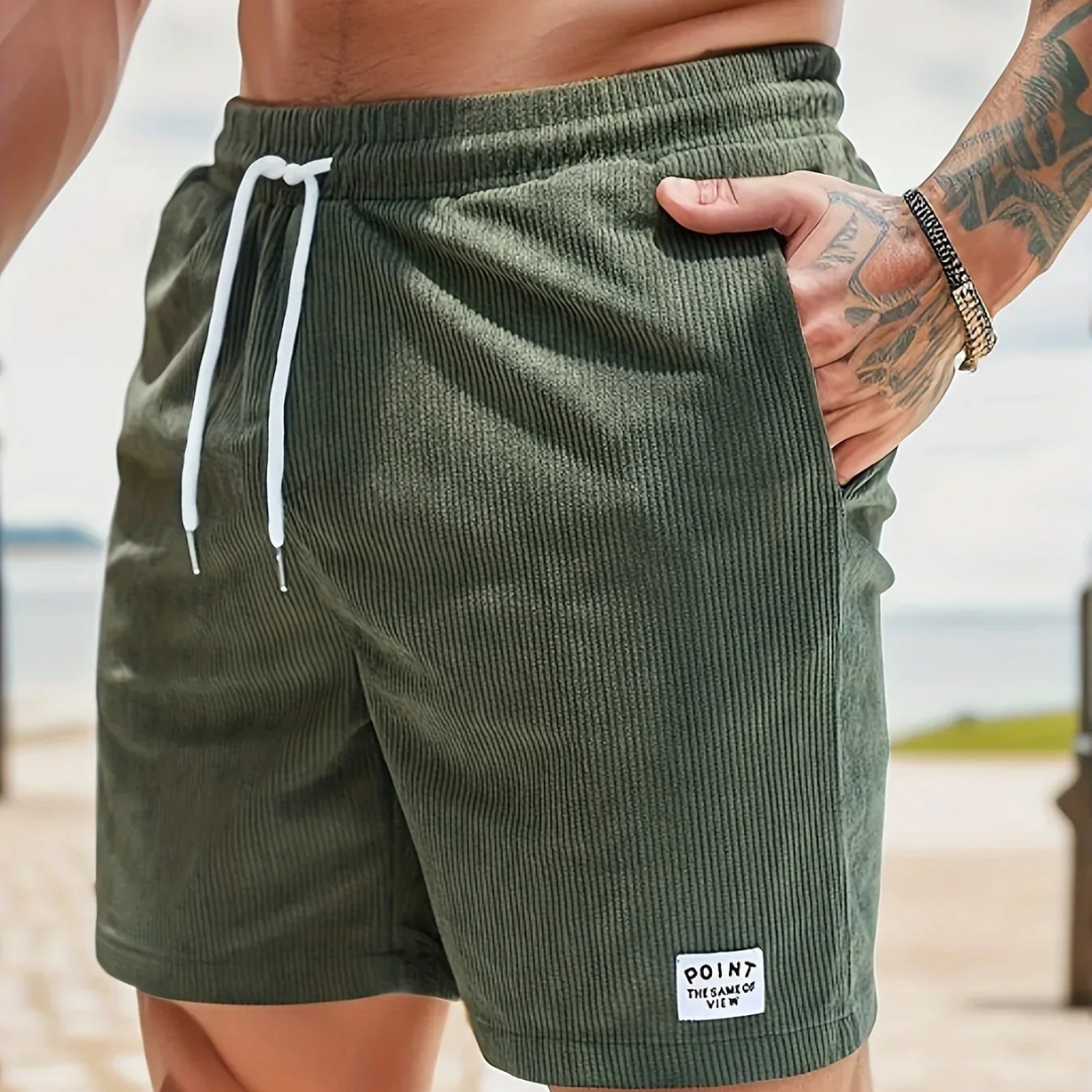 Corduroy Casual Shorts for Men - Drawstring Relaxed Fit