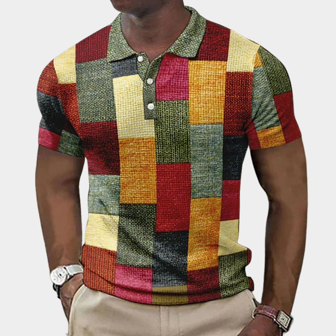 Men's Colour Block Knit Polo Shirt