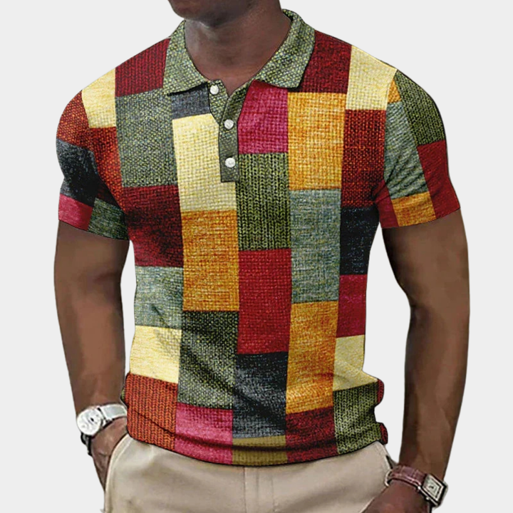 Men's Colour Block Knit Polo Shirt