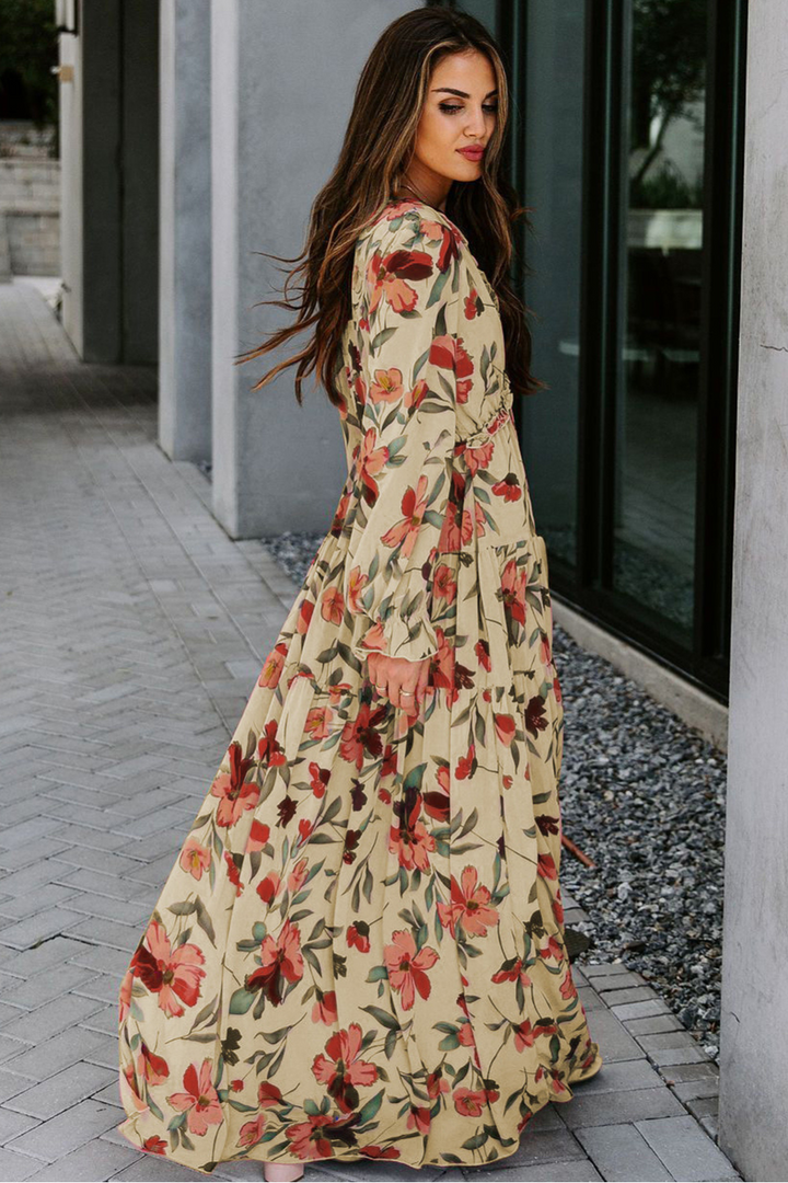Aveline - Wild Lotus Ruffle Tiered Maxi Dress