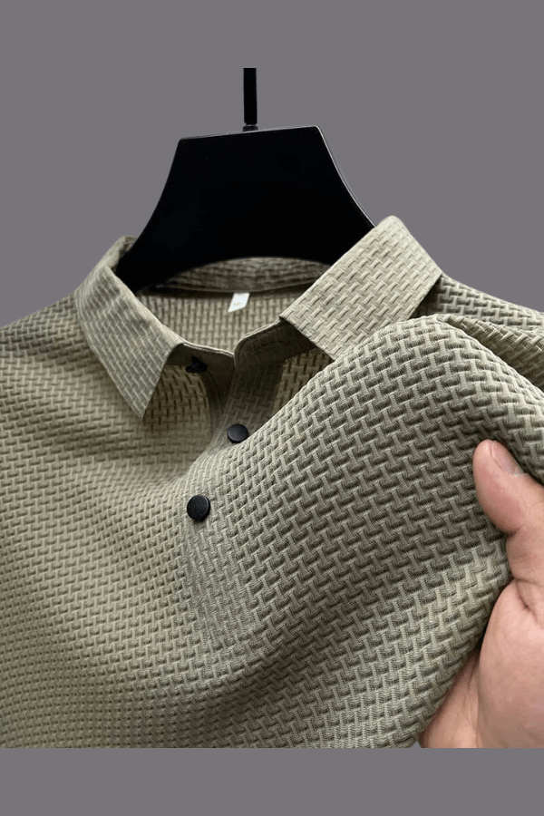 Reige - Men’s Polo Shirt Short Sleeve Textured Breathable Summer Casual Shirt