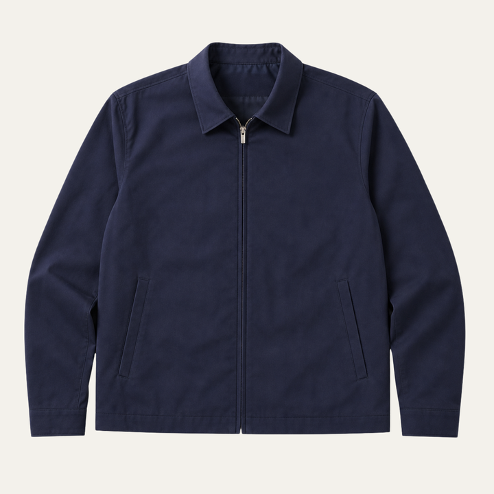 Men's Bomber Jacket with Zip Front and Side Pockets and Collar