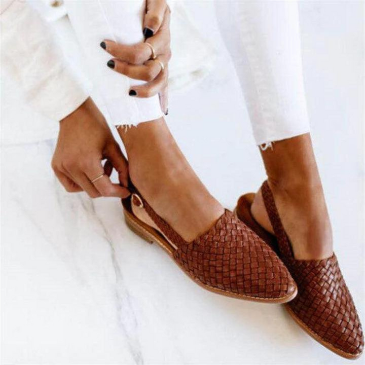 Women's Woven Slip-On Slingback Pointed Toe Flats