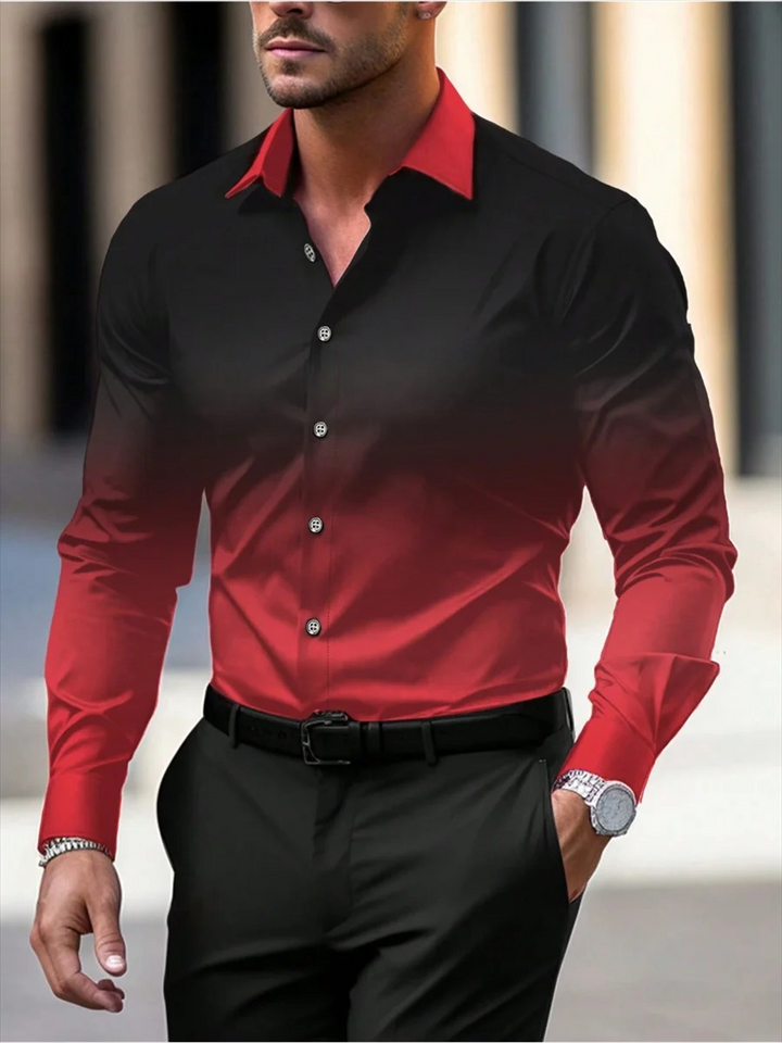 Long Sleeve Ombre Effect Shirt for Men
