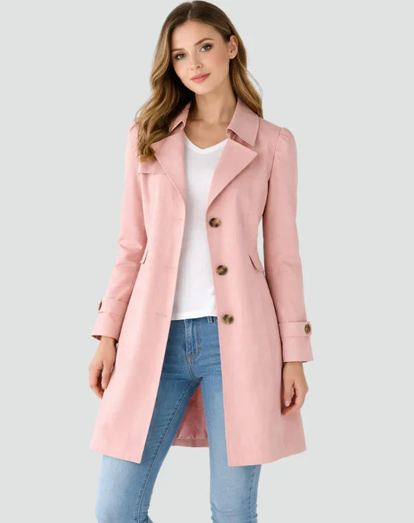 Women's Slim Fit Lapel Collar Trench Coat
