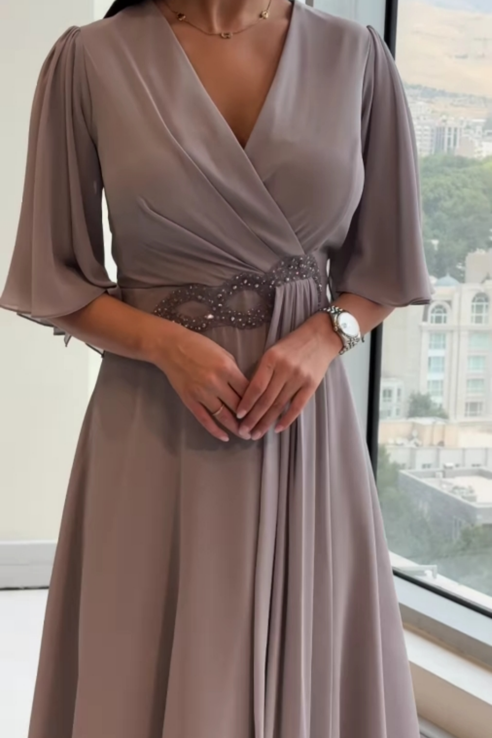Women’s Dress | Soft Flowy Maxi V-Neckline