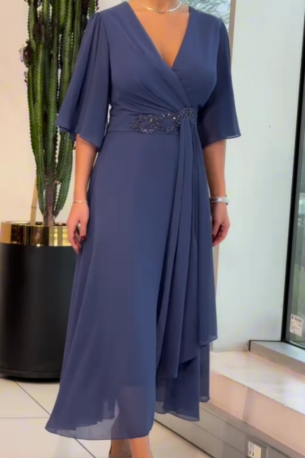 Women’s Dress | Soft Flowy Maxi V-Neckline