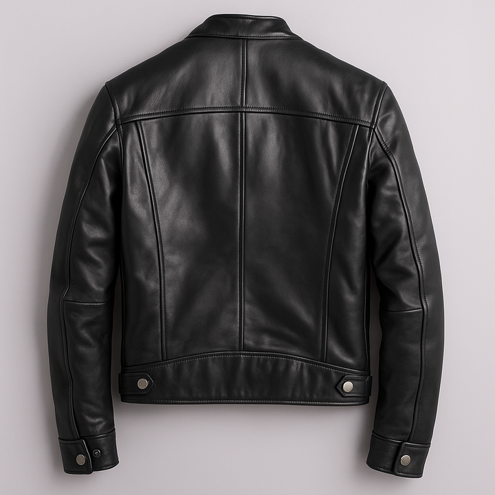 Men's Classic Faux Leather Zip-Up Jacket