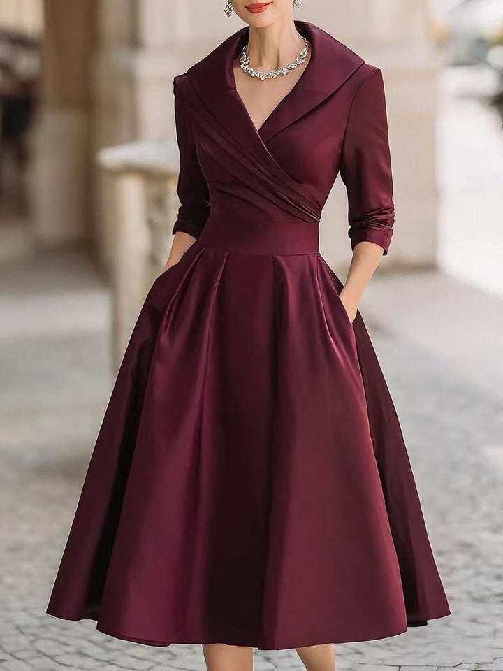 Mariah | Women's Elegant Midi Dress with Portrait Collar