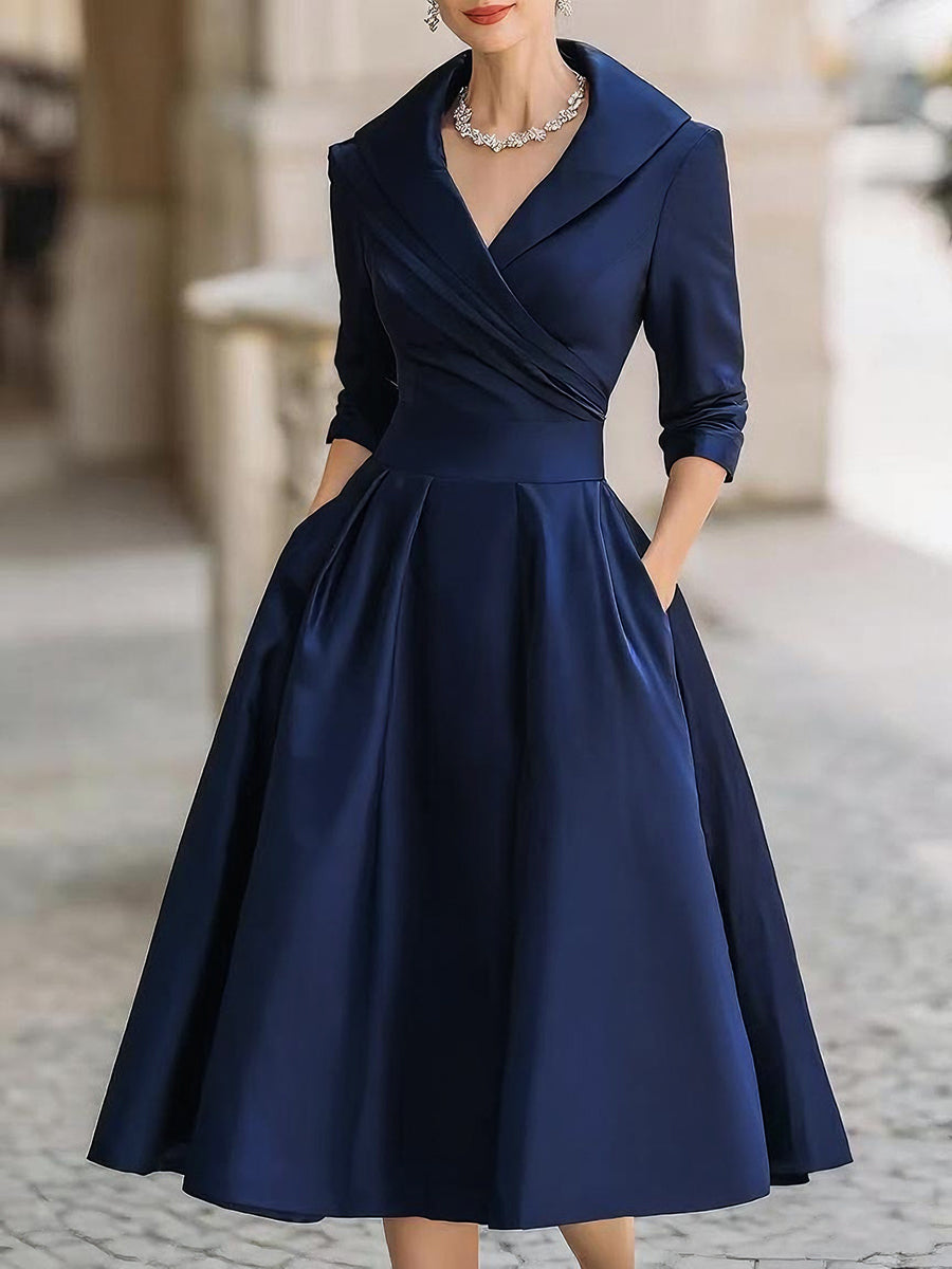 Mariah | Women's Elegant Midi Dress with Portrait Collar