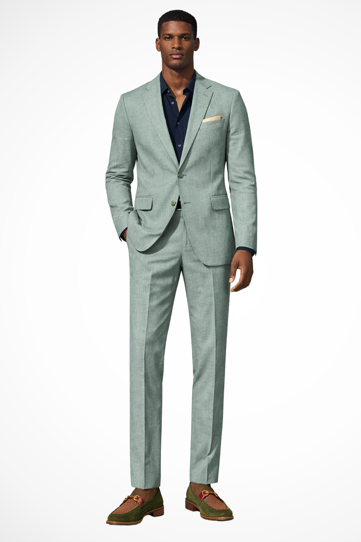 Ashton | Men Notch Lapel Single Breasted Linen Summer Wedding Suit
