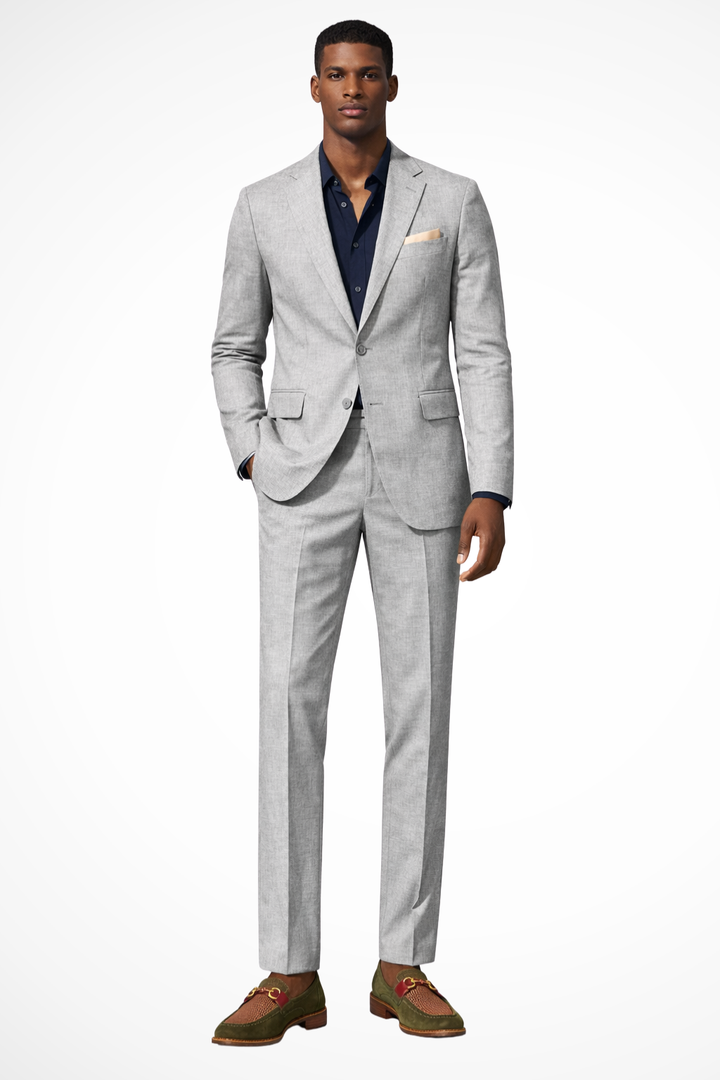 Ashton | Men Notch Lapel Single Breasted Linen Summer Wedding Suit