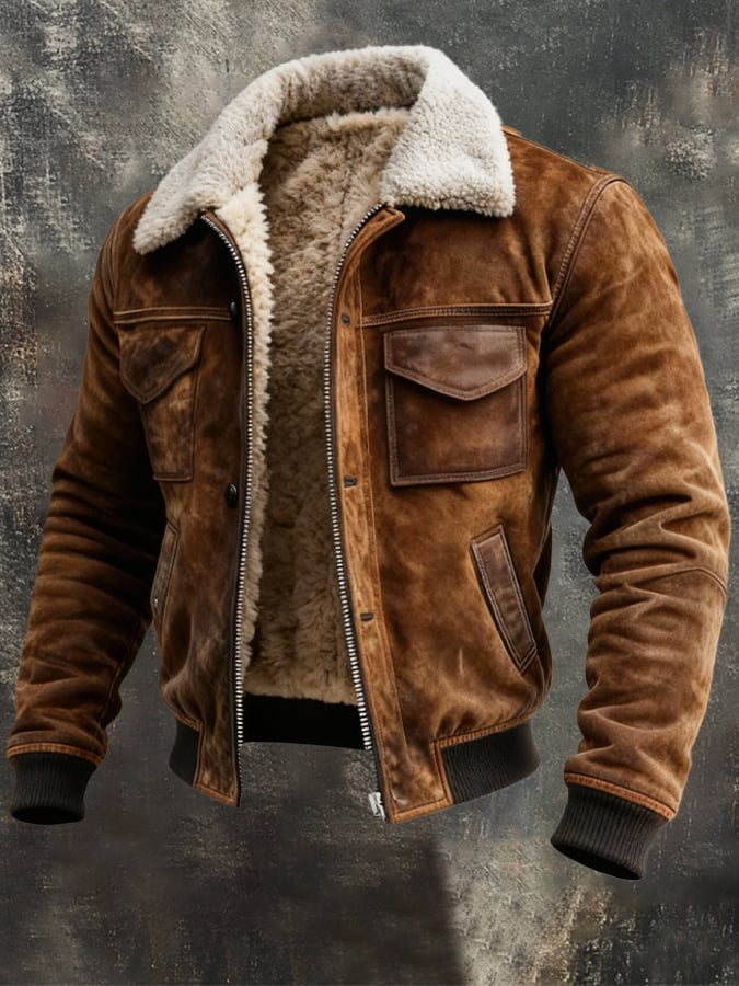 Men's Sherpa Lined Jacket with Zip Front
