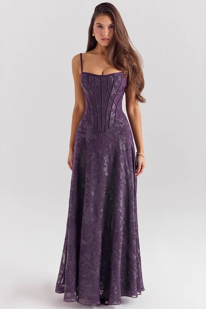 Spaghetti Strap Chiffon Floral Formal Dress