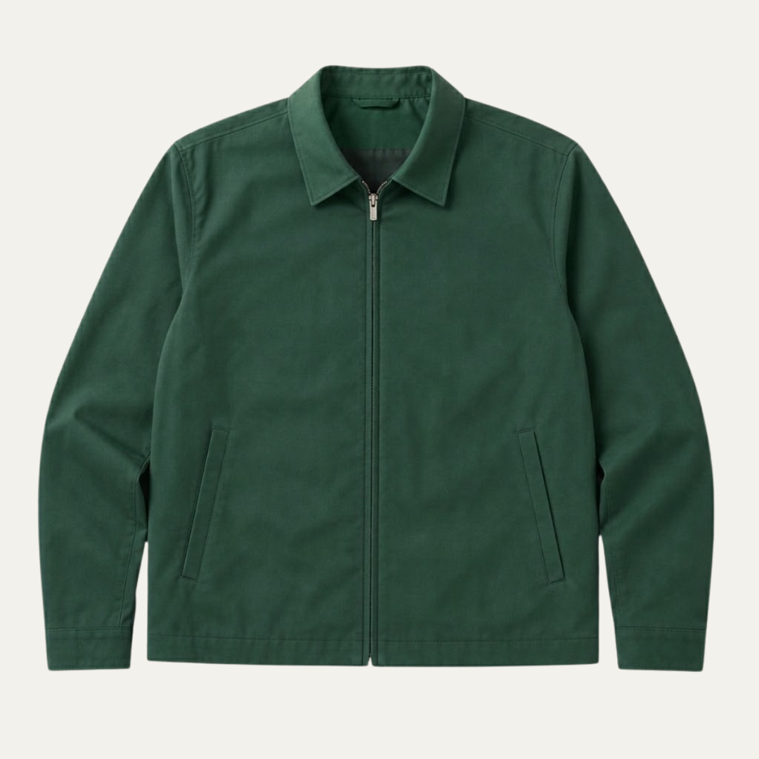 Men's Bomber Jacket with Zip Front and Side Pockets and Collar