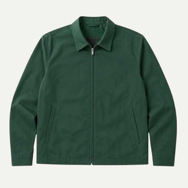Men's Bomber Jacket with Zip Front and Side Pockets and Collar