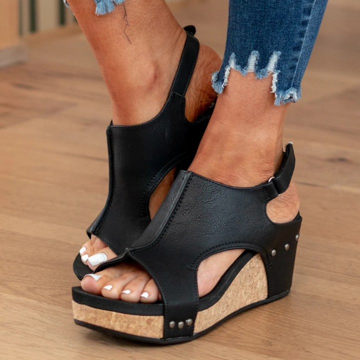 Women's Comfort Wedge Sandals with Slingback Strap
