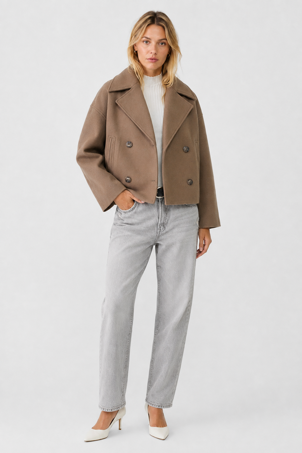 Women's Short Wool Pea Coat