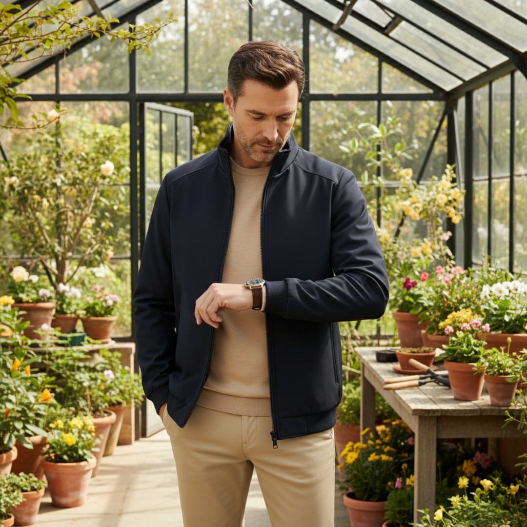 Men's Jacket with Zip Front and Relaxed Fit