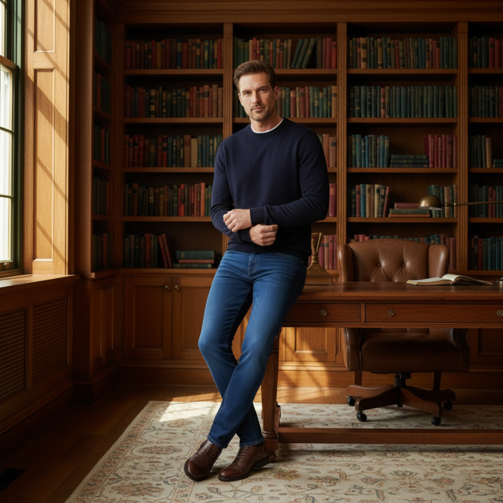 Men's Denim Jeans with Slim Fit and Side Pockets