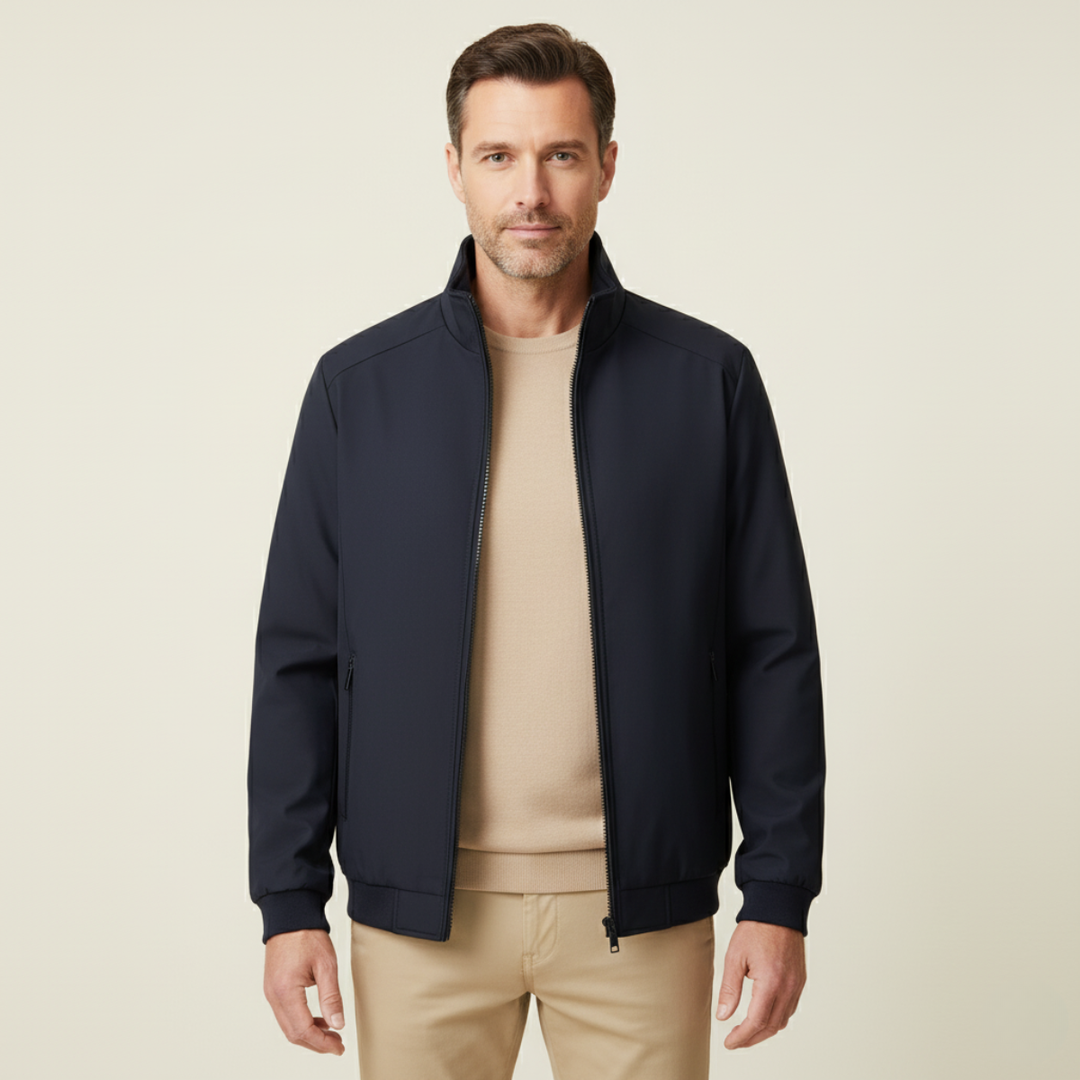 Men's Jacket with Zip Front and Relaxed Fit