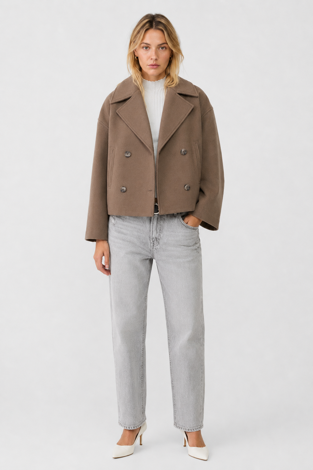 Women's Short Wool Pea Coat