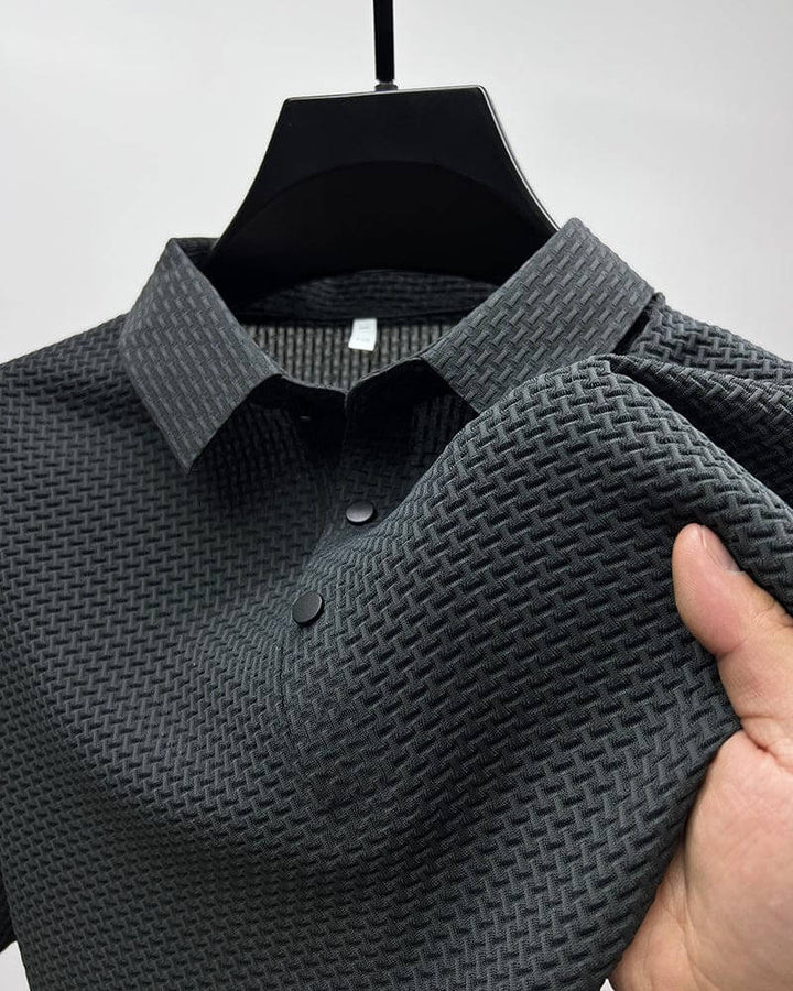 Men's Textured Elegant Short Sleeve Polo