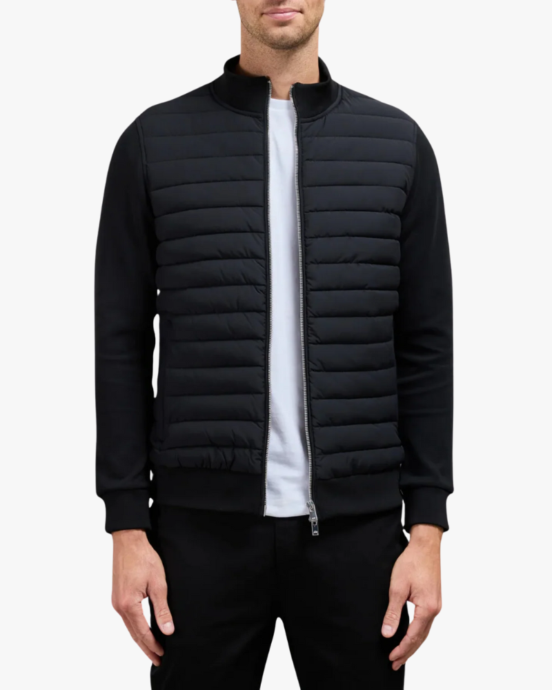 Men's Quilted Zip Jacket with Stand Collar