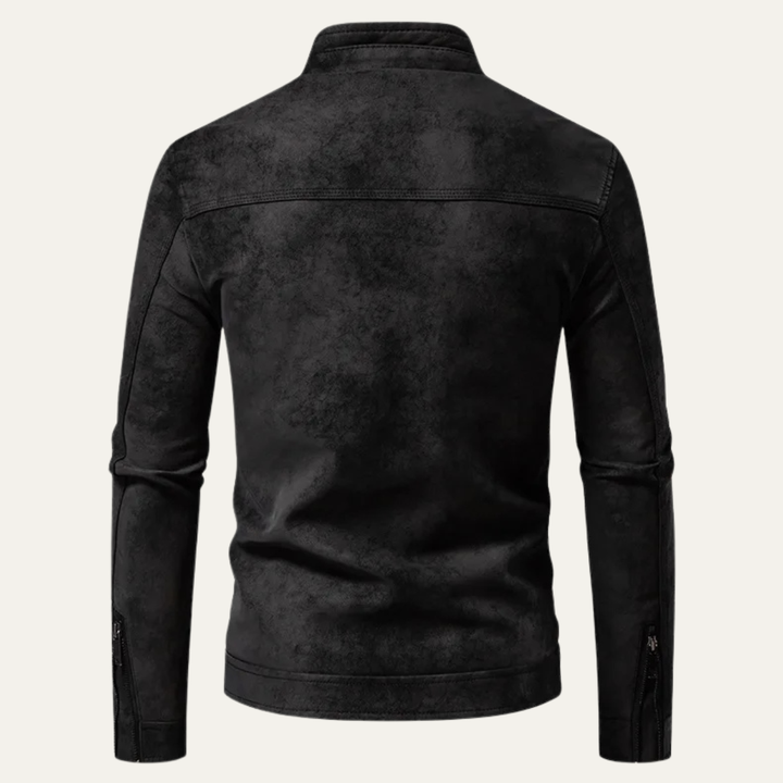 Men’s Casual Zip Up Leather Biker Jacket