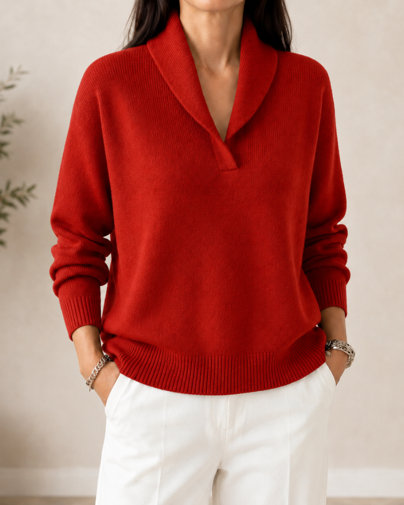 Women's Longline Long Sleeve Knit Jumper – Red