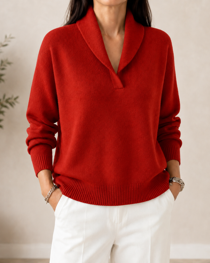 Women's Longline Long Sleeve Knit Jumper – Red