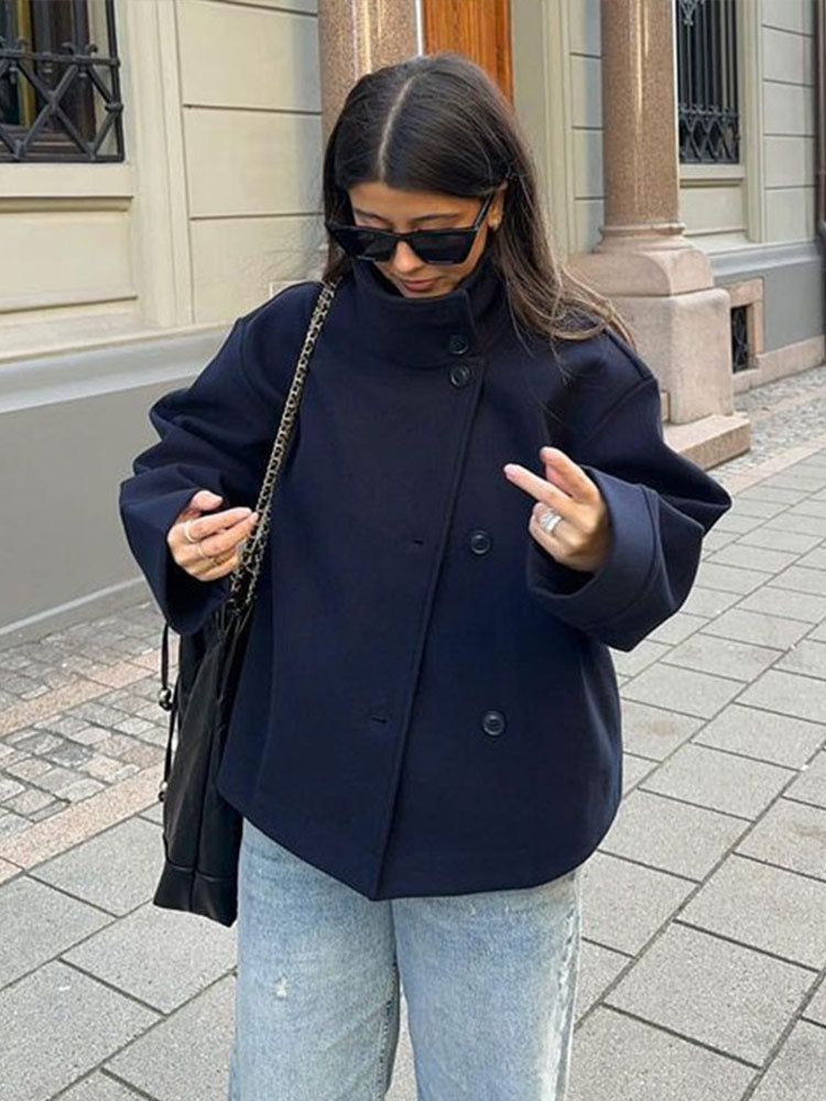 Women's Cropped Jacket with a Button Front