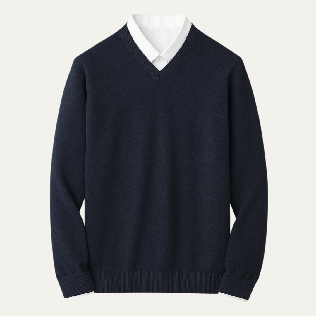 Men's Beige Cashmere Jumper with Relaxed Fit