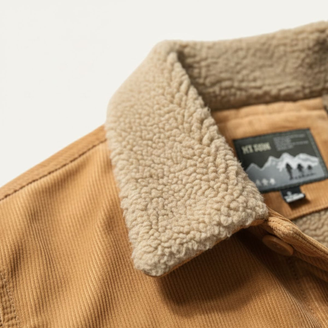 Men's Corduroy Jacket with Button Front and Side Pockets