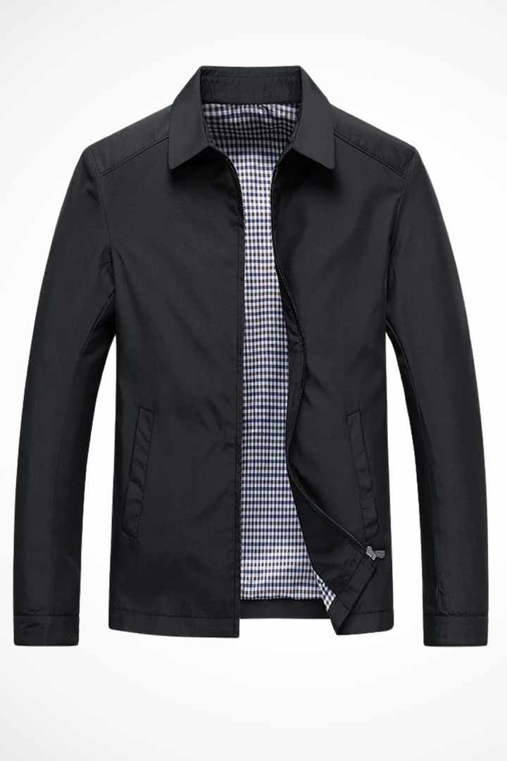 Alastair | Men Collared Harrington Jacket with Check Lining