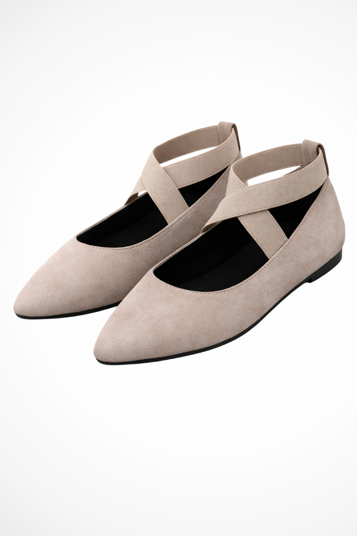 Women's Pointed Toe Ballet Cross Strap Slip-On Comfort Shoes