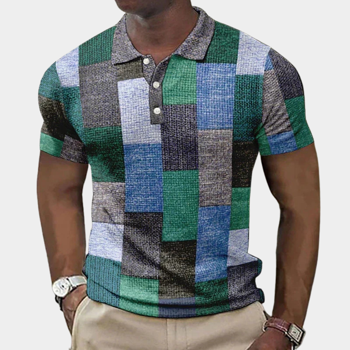 Men's Colour Block Knit Polo Shirt
