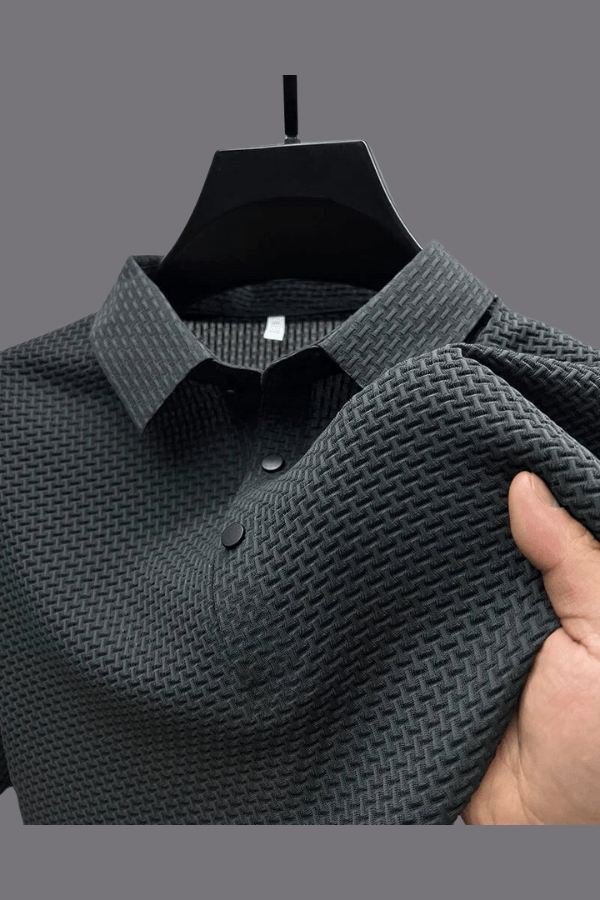 Reige - Men’s Polo Shirt Short Sleeve Textured Breathable Summer Casual Shirt