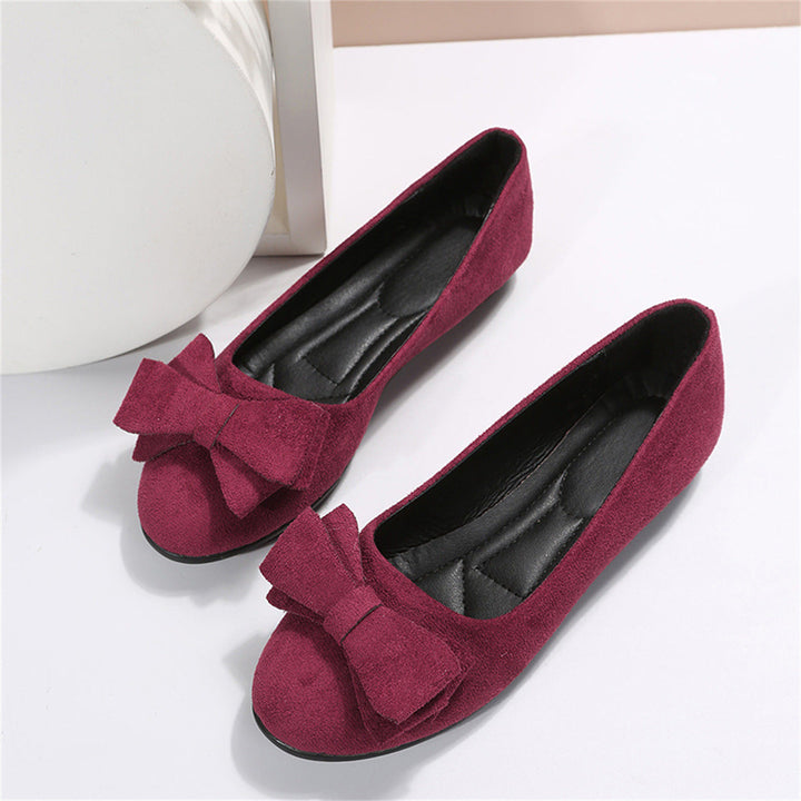 Green suede ballerinas with bow for women