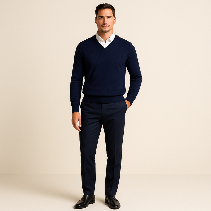 Men's Beige Cashmere Jumper with Relaxed Fit