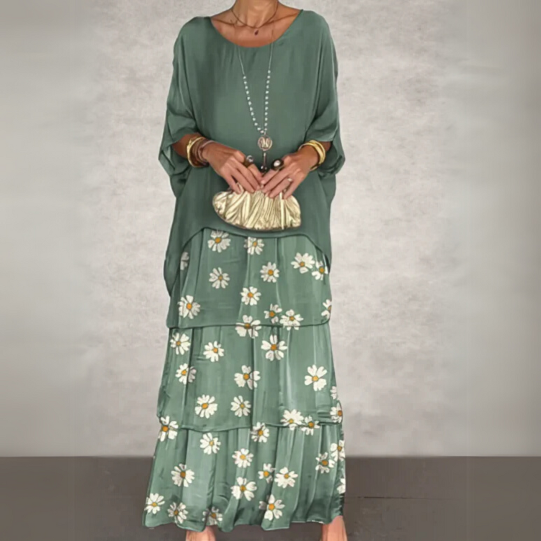 Women’s Boho Layered Maxi Dress Flowy Loose Fit Evening Outfit