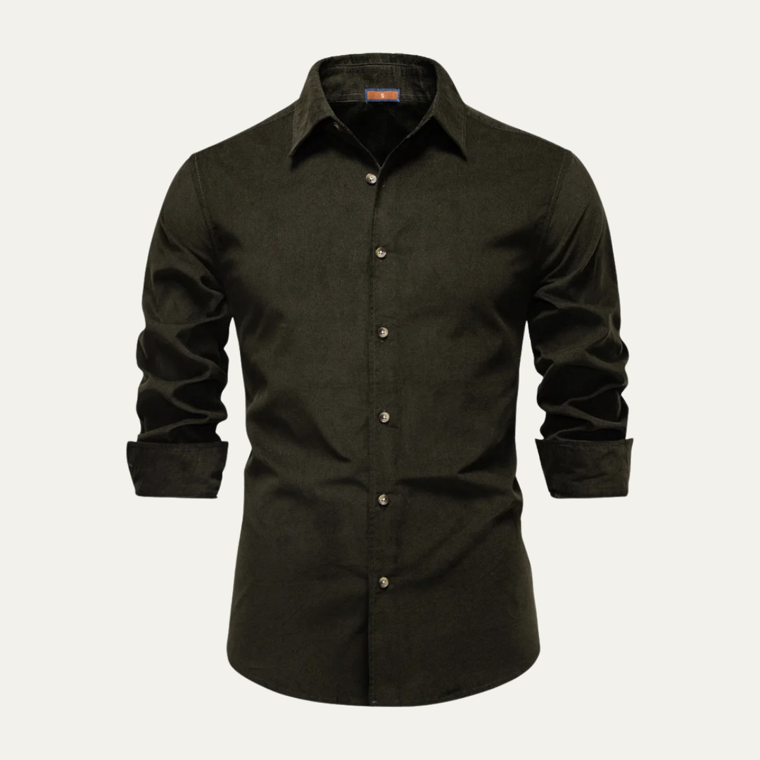 Men's Corduroy Shirt with Button Front and Collar