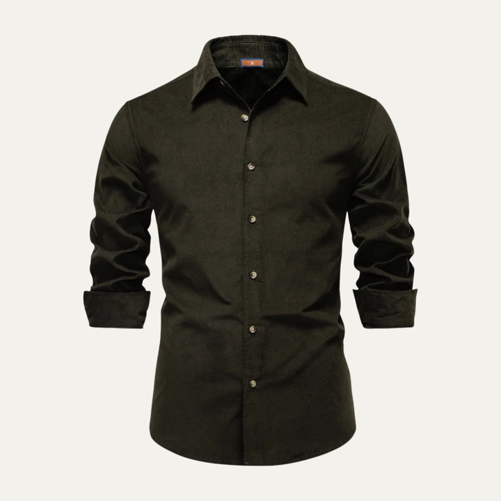 Men's Corduroy Shirt with Button Front and Collar