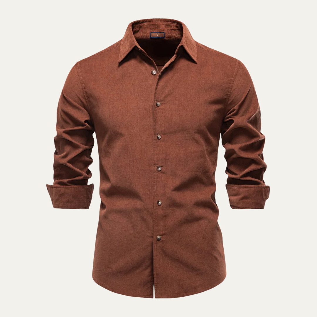 Men's Corduroy Shirt with Button Front and Collar