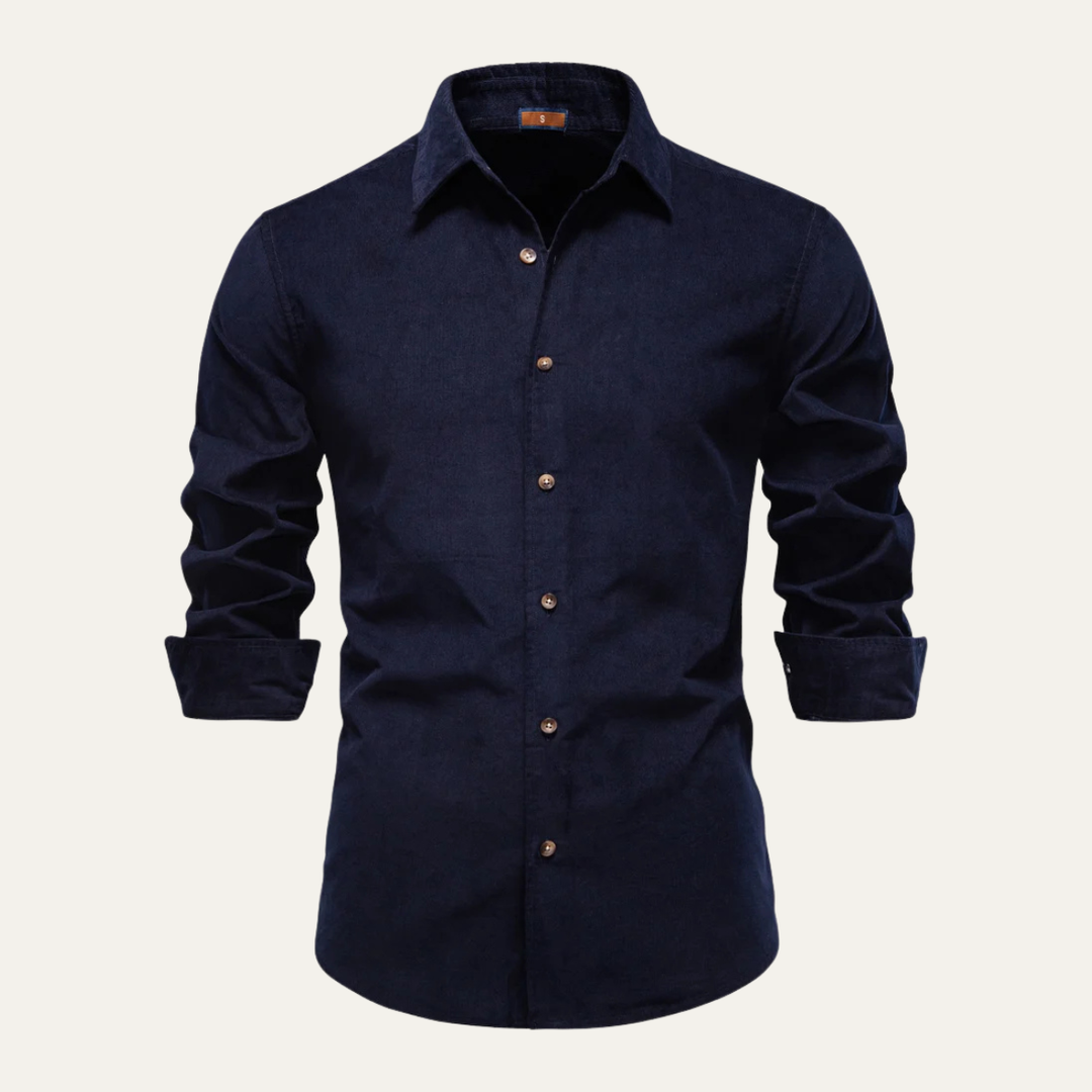 Men's Corduroy Shirt with Button Front and Collar