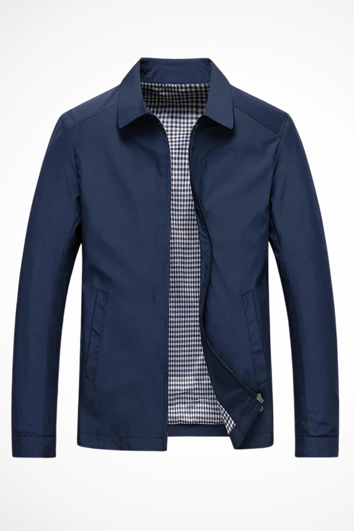 Alastair | Men Collared Harrington Jacket with Check Lining