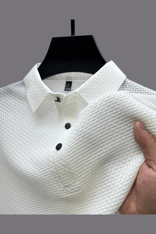 Reige - Men’s Polo Shirt Short Sleeve Textured Breathable Summer Casual Shirt