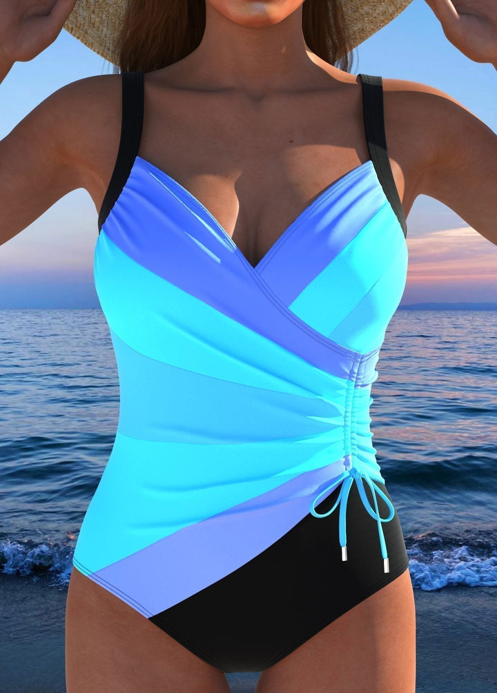 Women's Printed Surplice Swimsuit with Tummy Control