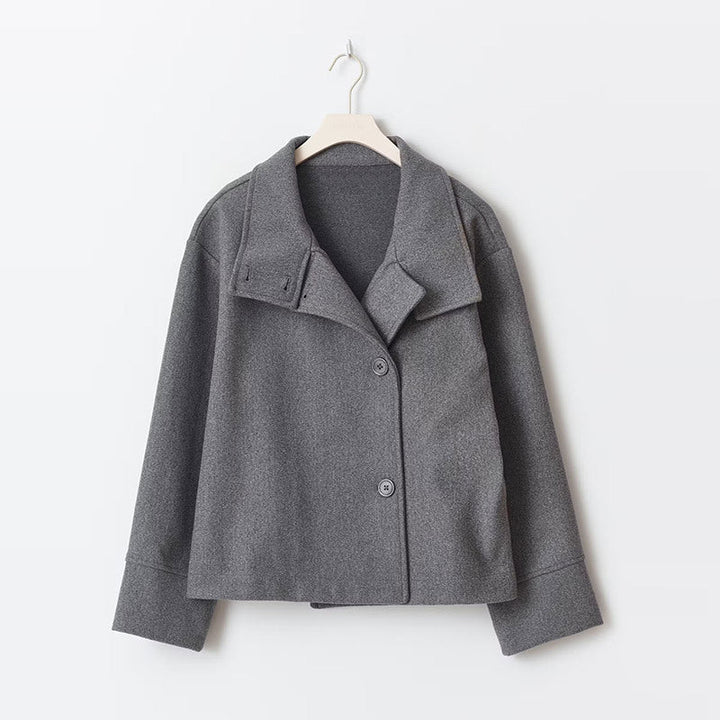 Women's Cropped Jacket with a Button Front – Gris Foncé