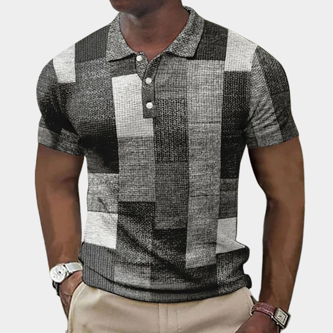 Men's Colour Block Knit Polo Shirt